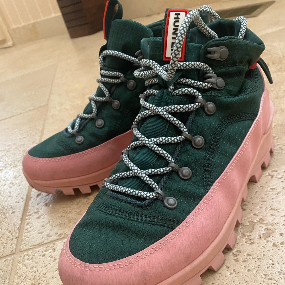 Hunter Boot Green and Pink Hiking Boot